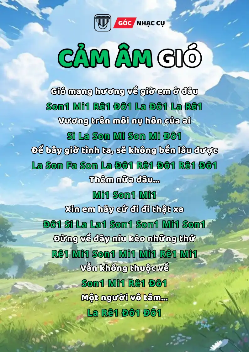 Tab Kalimba cảm âm gió