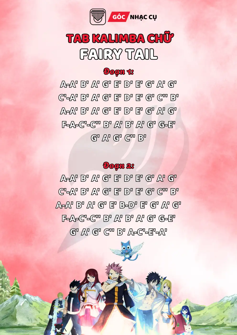 Tab kalimba fairy tail theme song chữ