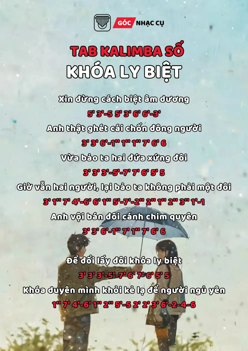 Tab Kalimba số khóa ly biệt