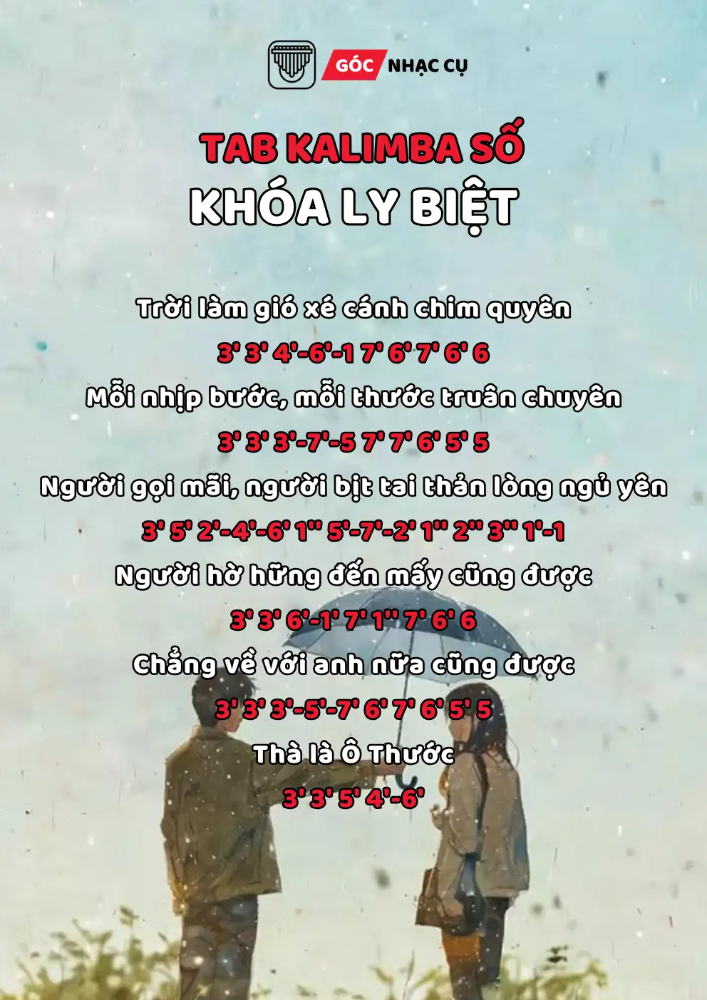 Tab Kalimba số khóa ly biệt