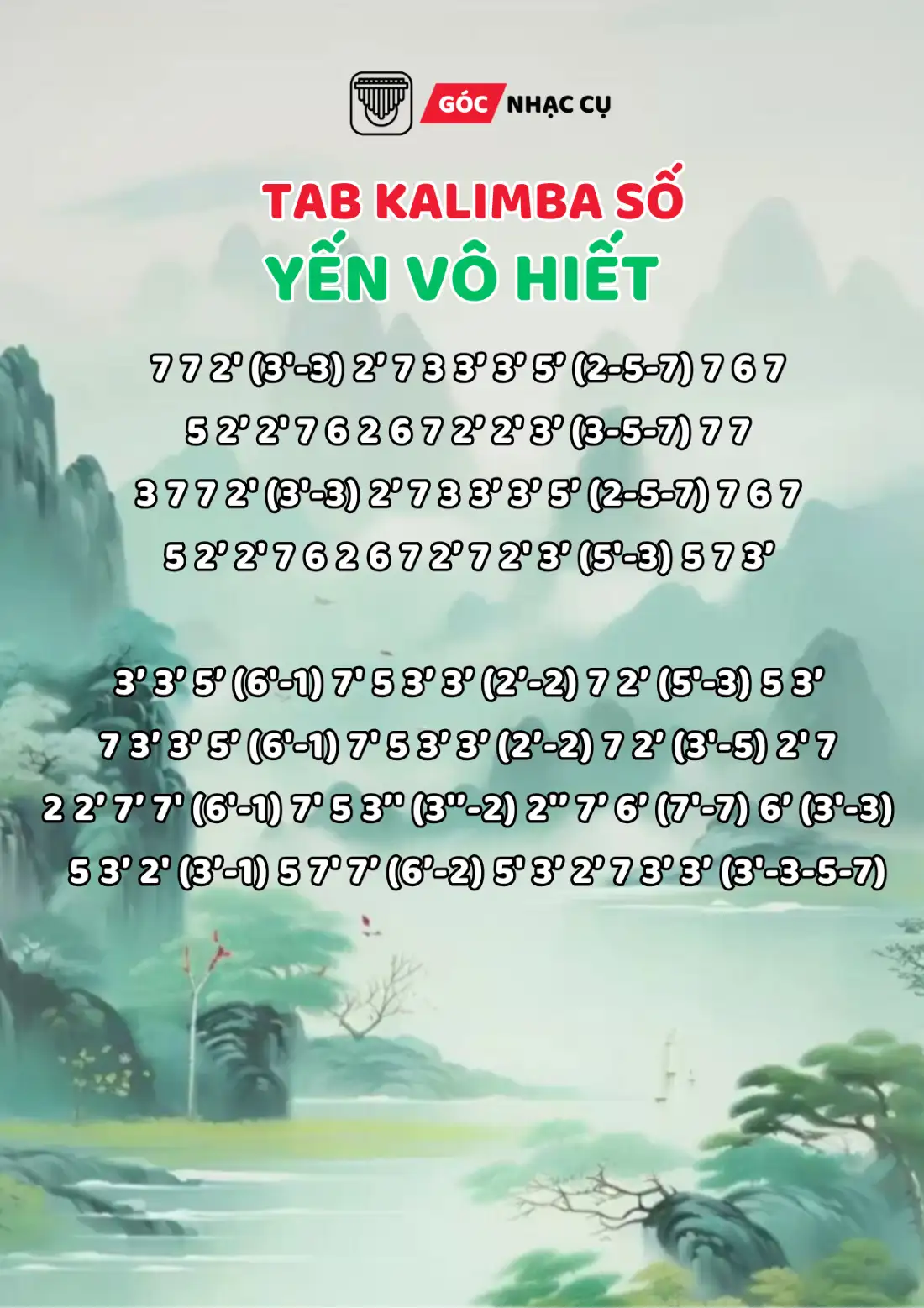 Tab Kalimba nhạc trung số Yến Vô Hiết