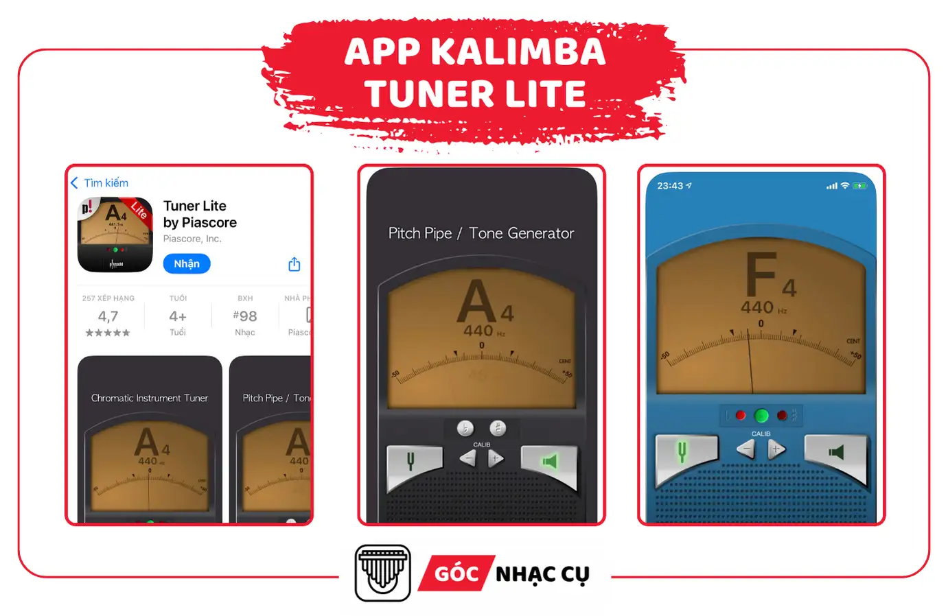 App chỉnh đàn Kalimba Tuner Lite