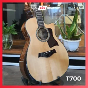 Đàn Guitar Acoustic T700 Cẩn Xà Cừ Gỗ Thông Nguyên Tấm Âm Thanh Siêu Hay Cao Cấp
