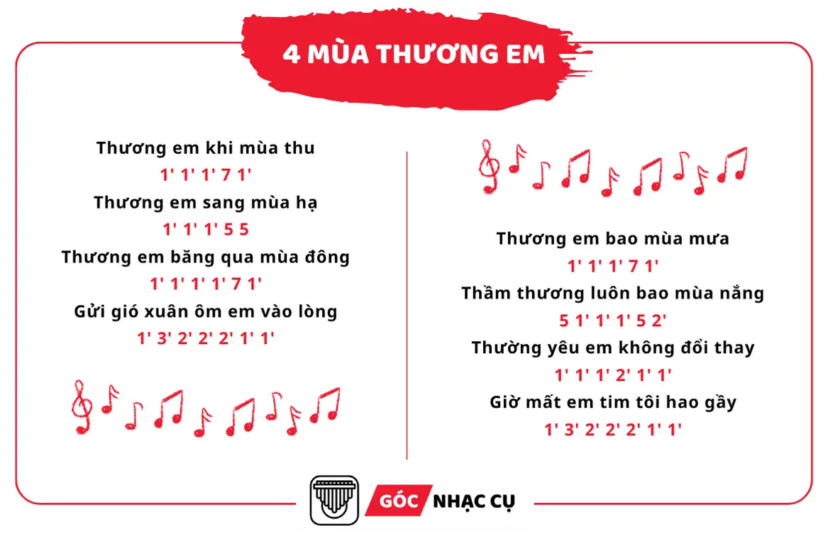 Tab Kalimba 4 Mùa Thương Em