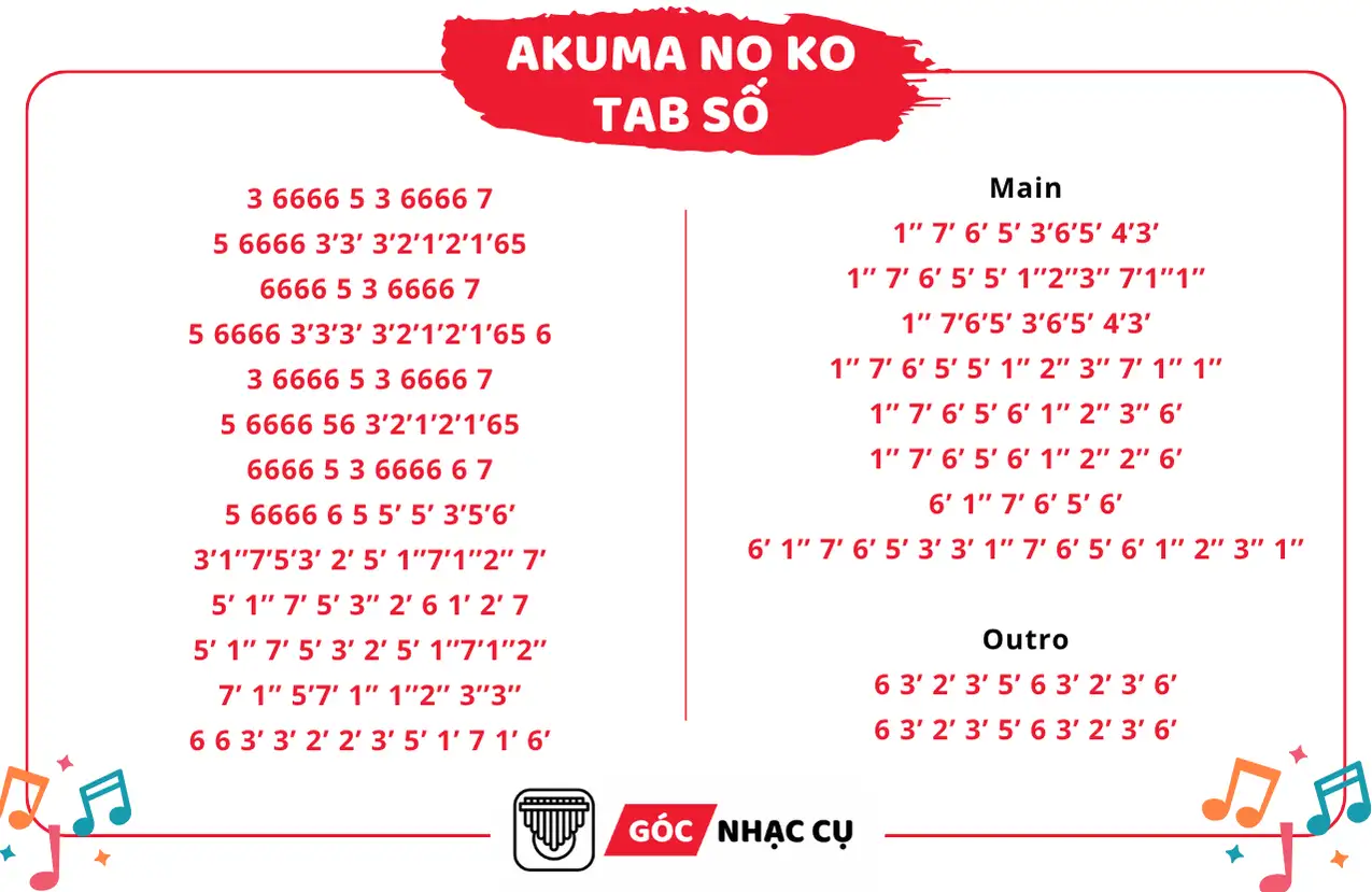 Tab Kalimba Akuma No Ko Tab Số