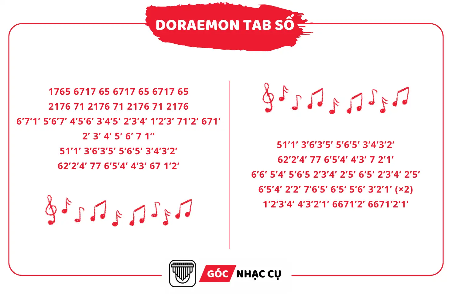 Tab Kalimba Doraemon Tab Số