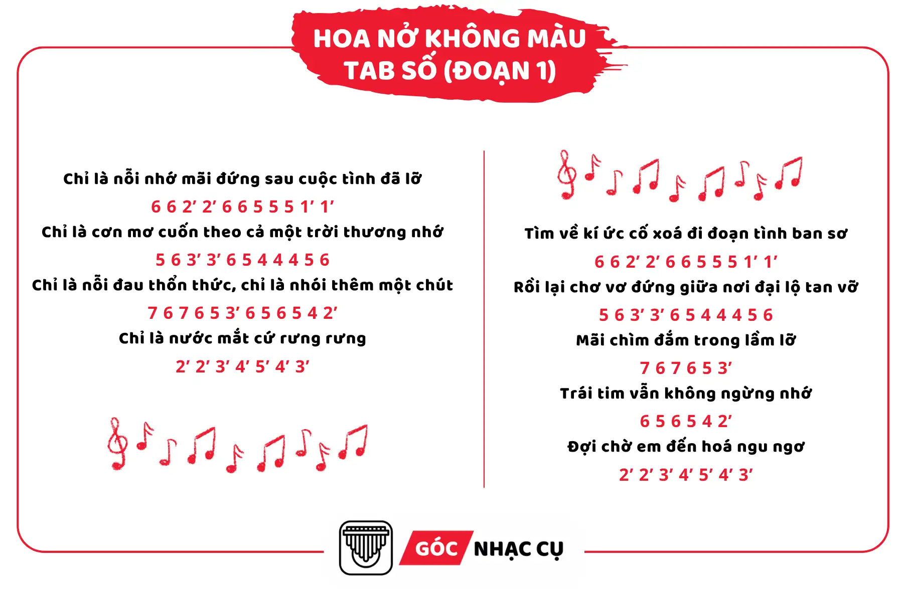 Tab Kalimba Hoa Nở Không Màu Tab Số Đoạn 1