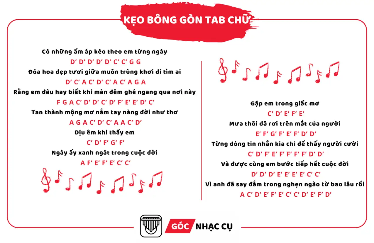 Tab Kalimba Kẹo Bông Gòn Tab Chữ