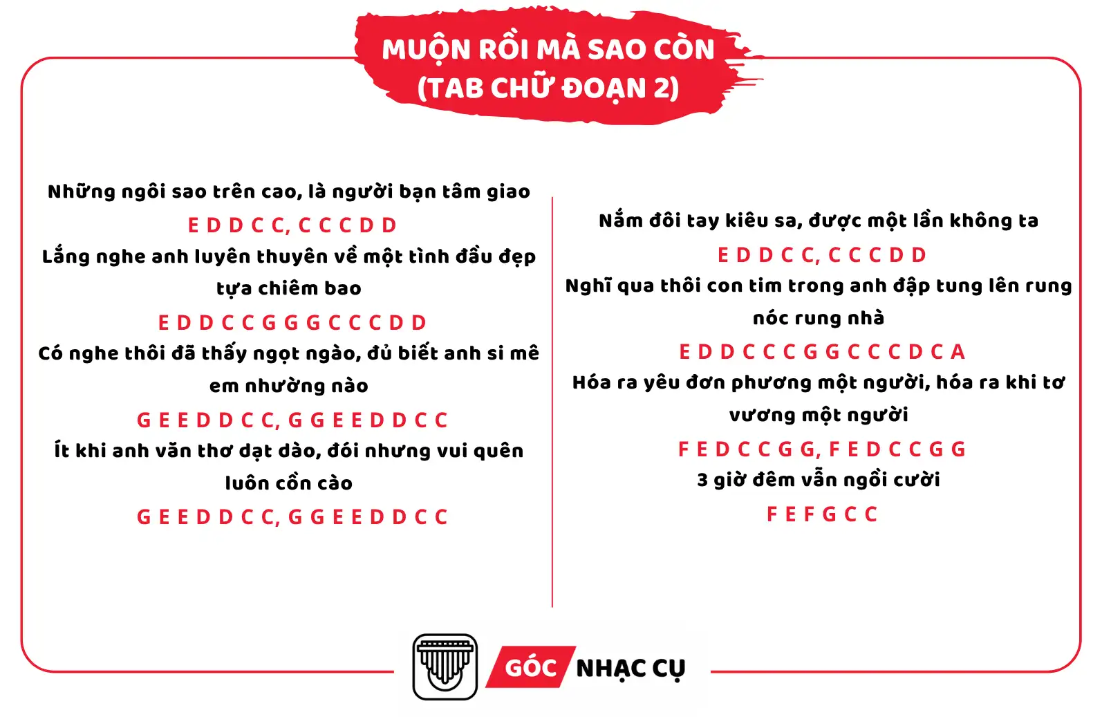 Tab Kalimba Muộn Rồi Mà Sao Còn Tab Chữ