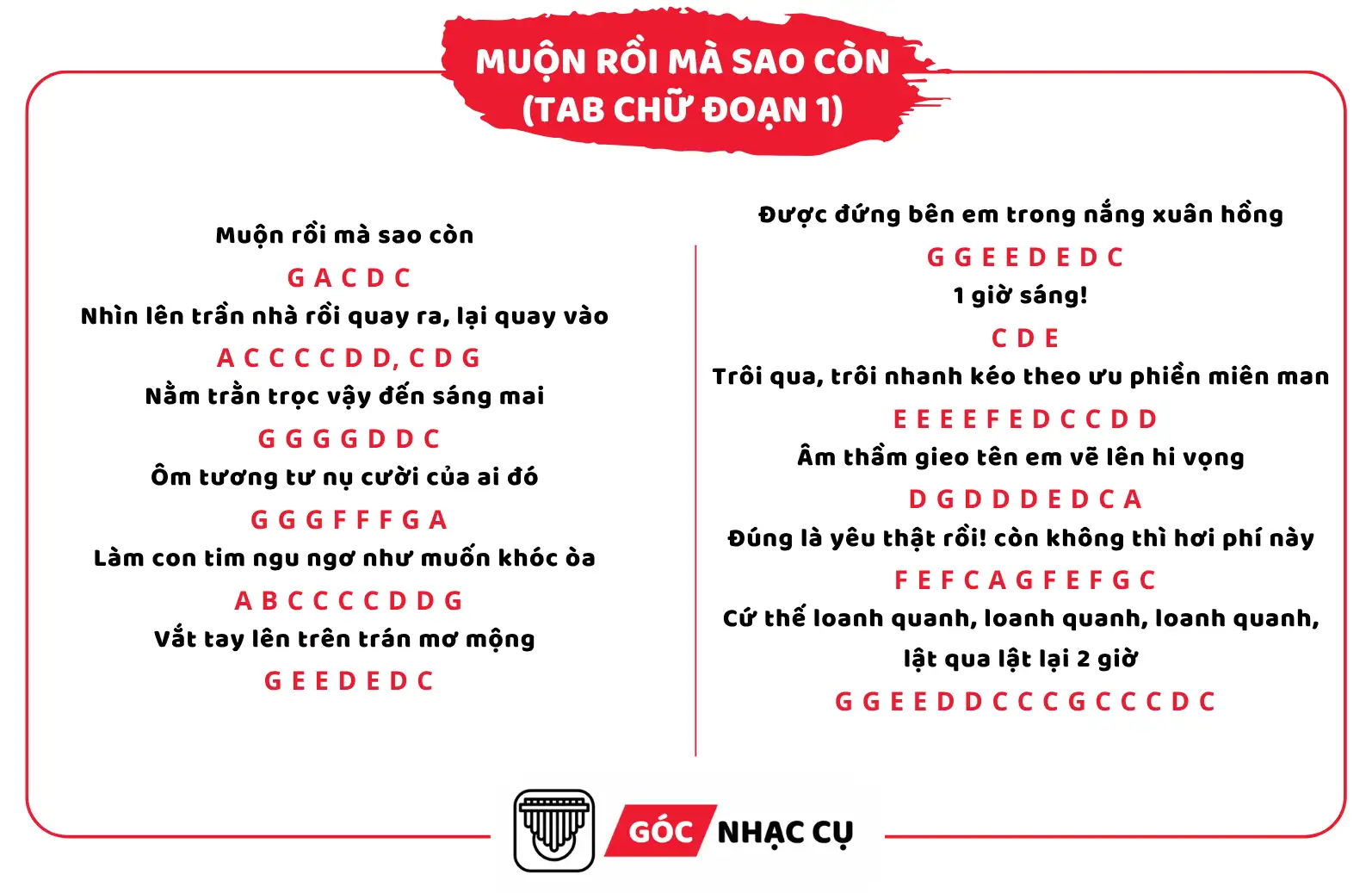 Tab Kalimba Muộn Rồi Mà Sao Còn Tab Chữ