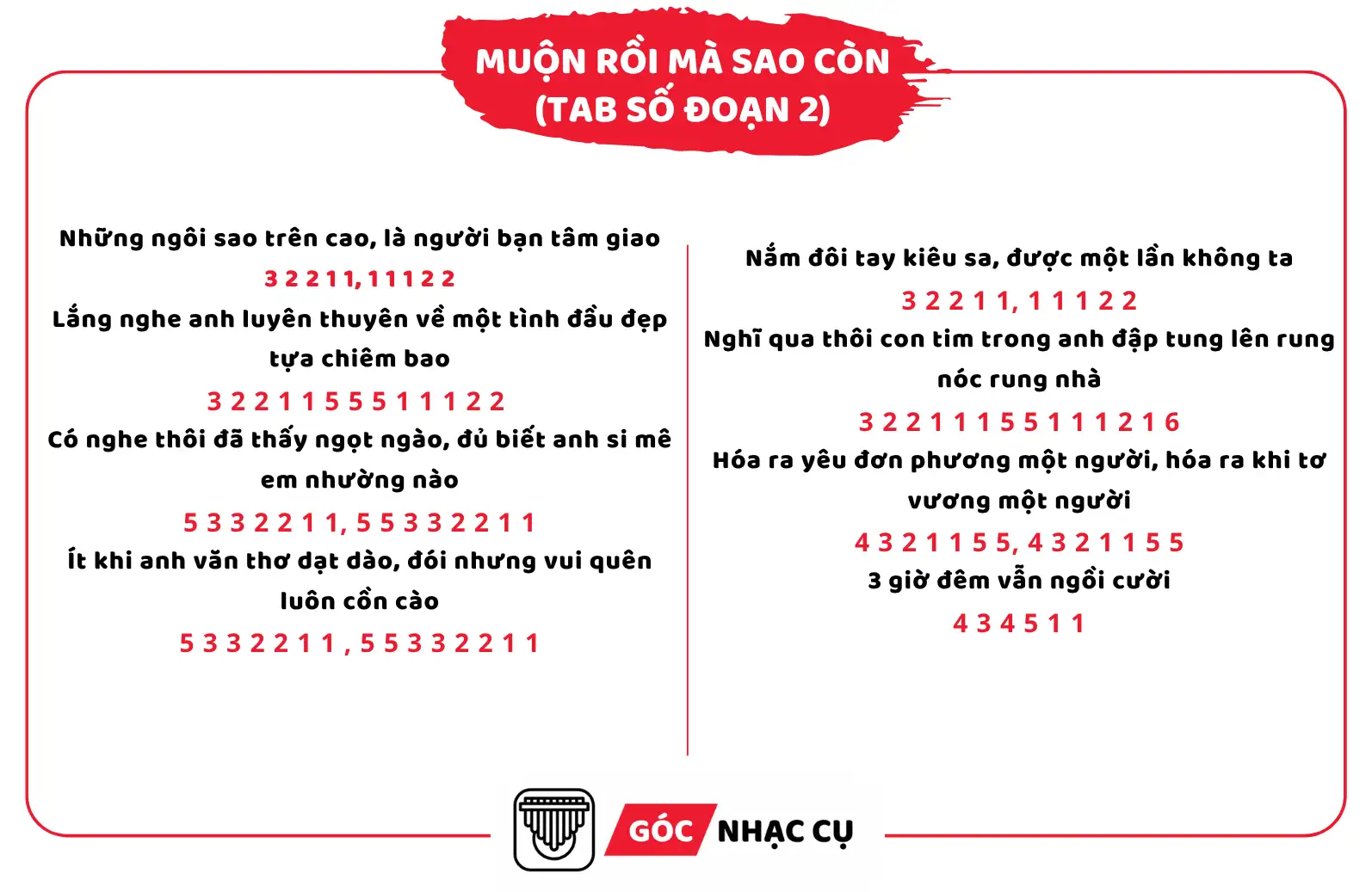 Tab Kalimba Muộn Rồi Mà Sao Còn Tab Số