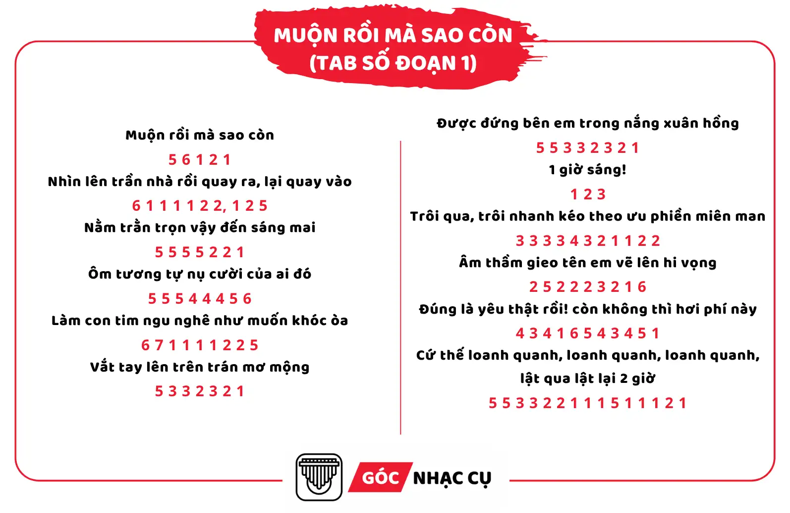 Tab Kalimba Muộn Rồi Mà Sao Còn Tab Số