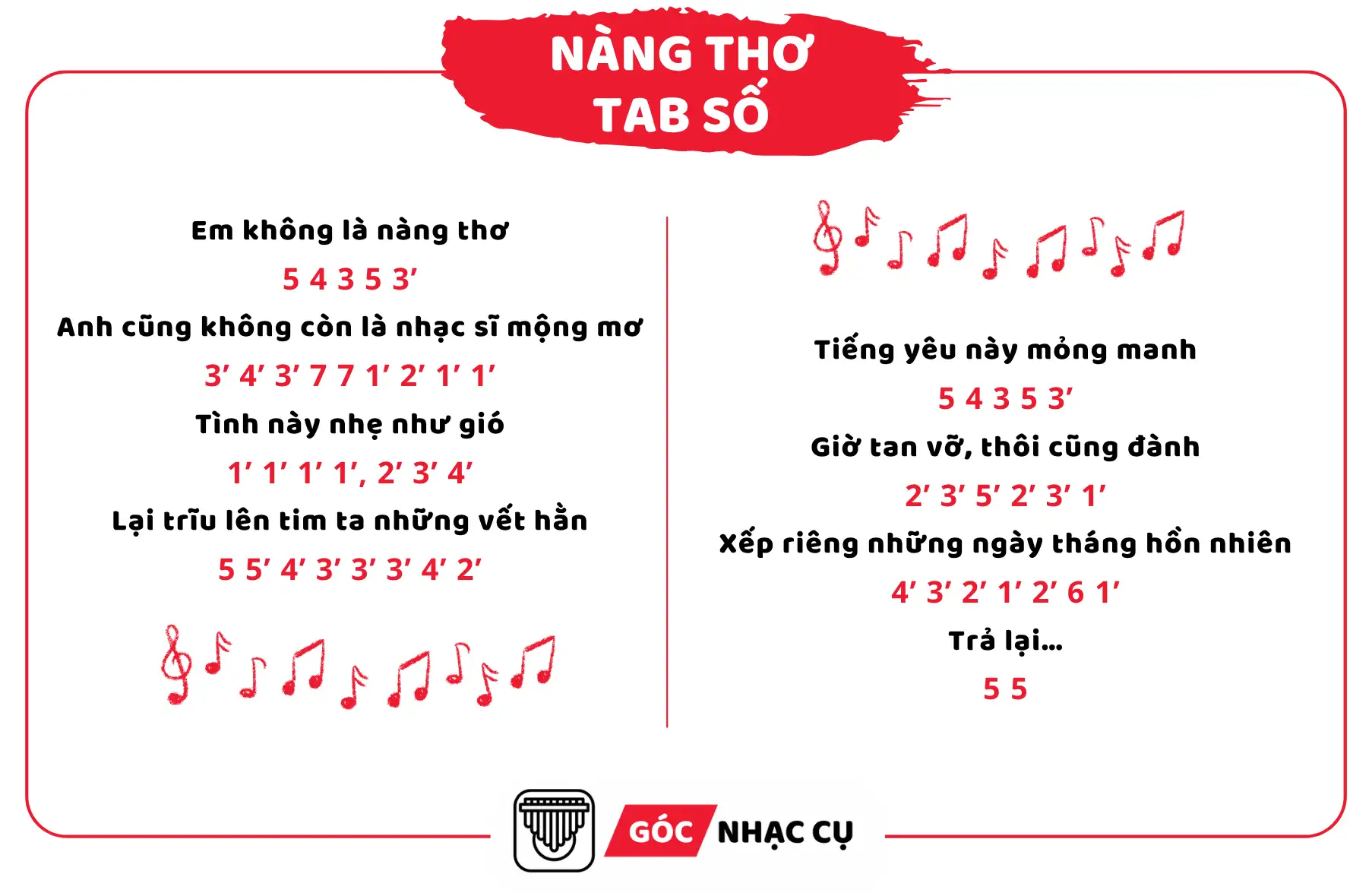Tab Kalimba Nàng Thơ Tab Số