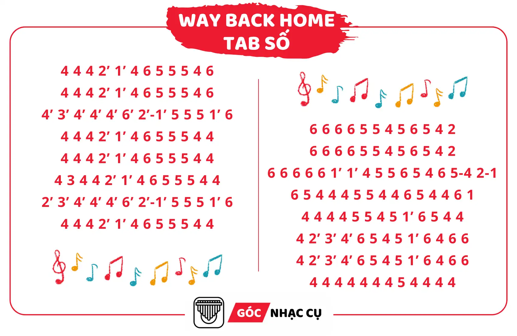 Tab Kalimba Way Back Home Tab Số